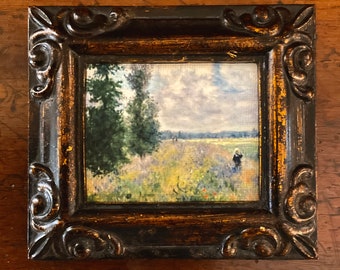 HAND PAINTED MINIATURE on a canvas  print of  Impressionism of the French providence