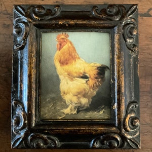 HAND PAINTED MINIATURE on a canvas print of one cute chicken.
