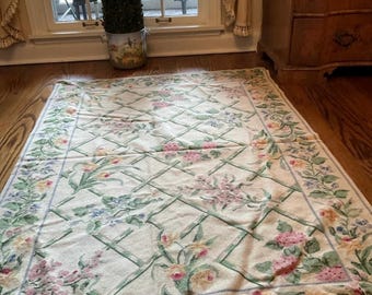 HAND NEEDLEPOINT 4x6’ area rug/ excellent condition/ lined