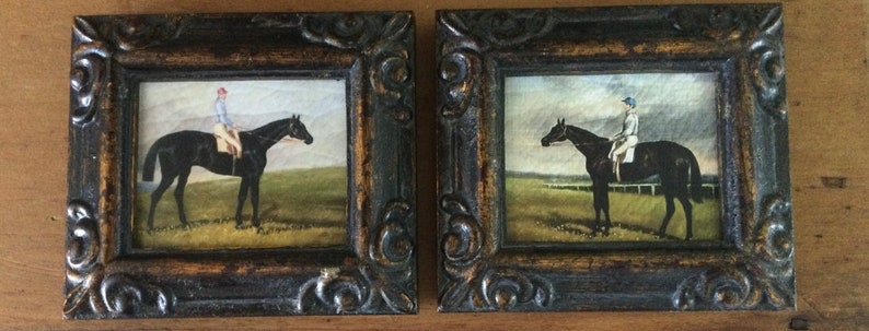 HAND PAINTED MINIATURE on a canvas print of dark brown horse image 3