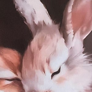 Hand-painted Miniature of Bunnies on a 2.5”x3” on a Canvas Print ...