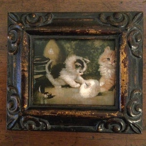 HAND PAINTED MINIATURE on  a canvas print of kittens