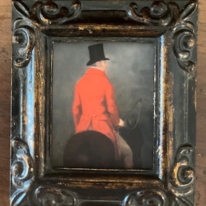 HAND PAINTED MINIATURE on a canvas print of fox hunter