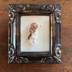 HAND CRAFTED Plaster relief SCULPTURE of dog head
