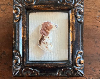 HAND CRAFTED Plaster relief SCULPTURE of dog head