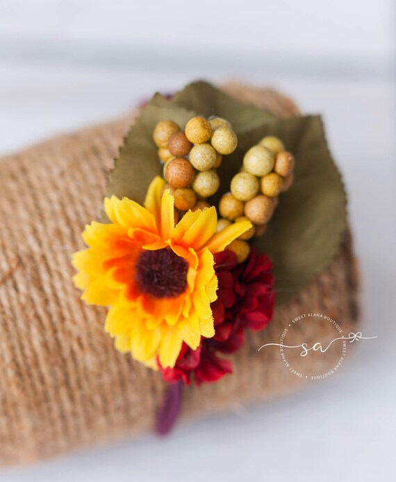 sunflower newborn headband