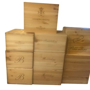 Wooden Wine Crate with Sliding Lid: Italian Winery Box, Storage & Decor