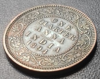 Coin 1894 quarter Anna coin. India. Mint