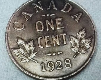 Coin 1928 1 cent coin Canada. Mint State.