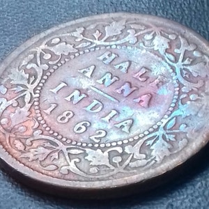 Coin 1862 one quarter Anna coin. India.