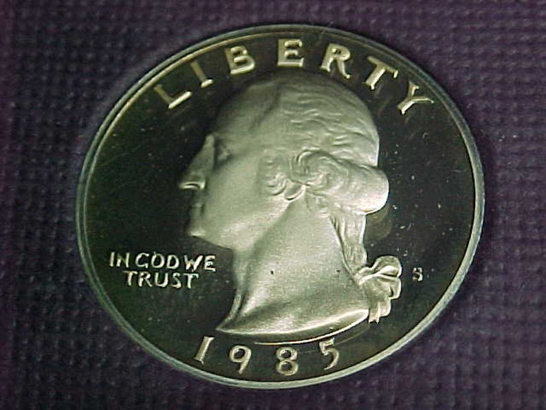 PROOF from proof set 1985 S WASHINGTON QUARTER