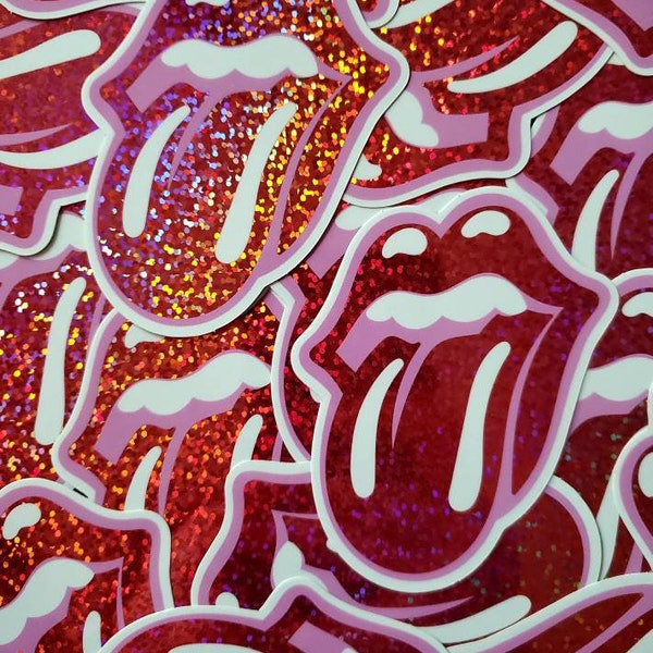 3 in. Rolling Stones Lips and Tongue | Glitter Hot Lips | pink and red Vinyl Sticker