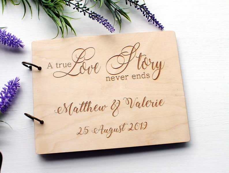 A True Love Story Never Ends Wedding Guest Book Personalised Etsy