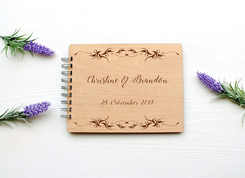 Wedding Guest book Personalised Wooden Guest Book Romantic Photo Album Script Book Rustic Guest Book Elegant Guestbook Wedding Book