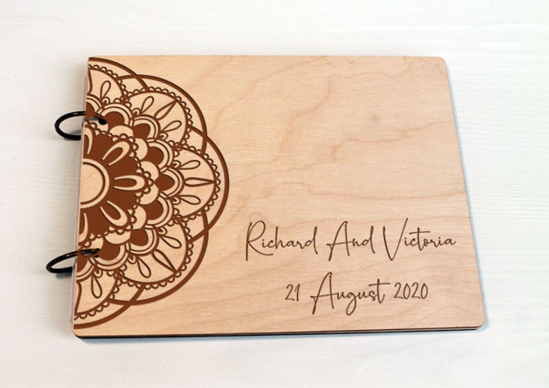 Gues book Wooden Advice Book Medieval Wedding Guest book Celtic Wedding Guest book Celtic wedding Mandala Custom personalized guest book
