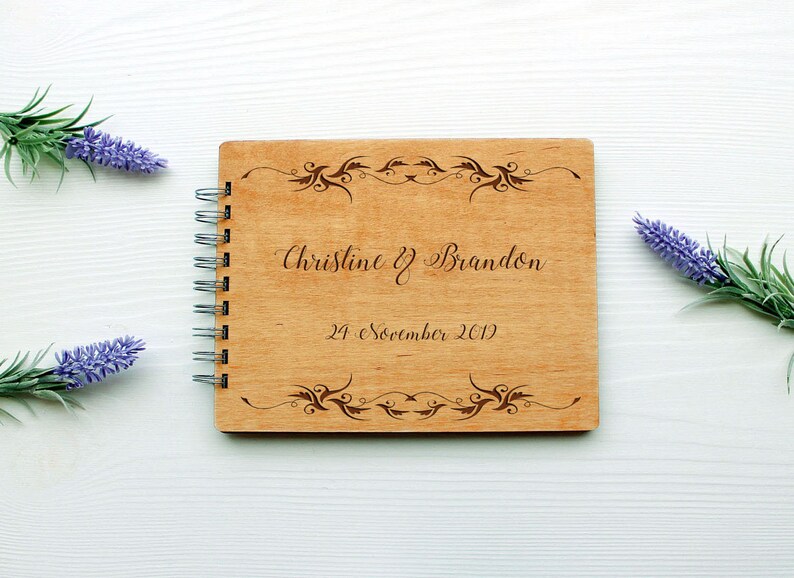 Wedding Guest book Personalised Wooden Guest Book Romantic Photo Album Script Book Rustic Guest Book Elegant Guestbook Wedding Book