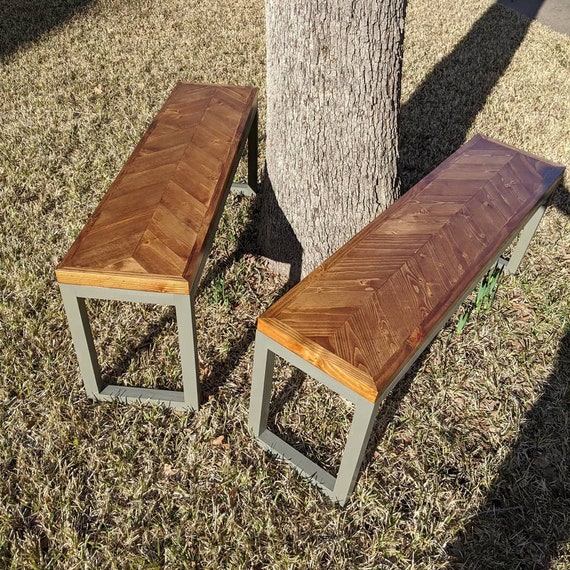 Chevron 2024 wood bench