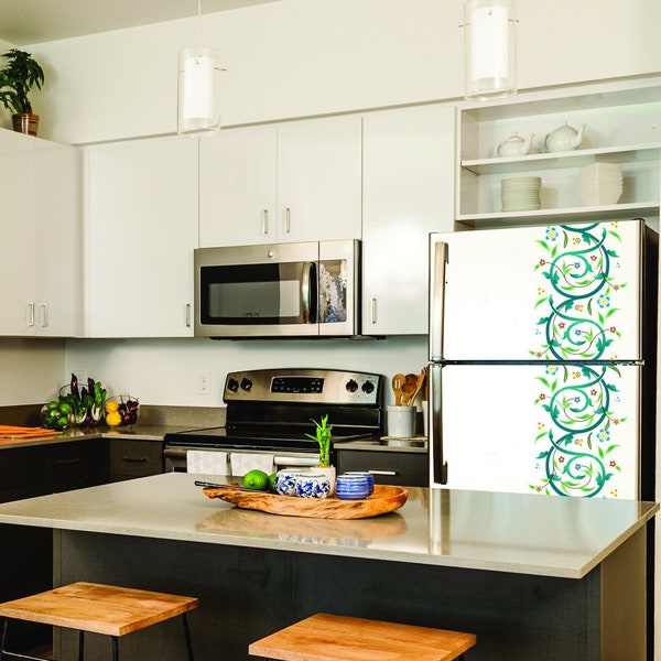 Our Moroccan Inspired Collection Is Here!   Floral & Vines on Soft Beige Magnetic Fridge Skin -   FREE SHIPPING!