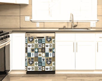 The Scandia Collection - Blockcut Bird & Nature Square Pattern Magnetic Dishwasher Cover, Easy DIY For a New Look! FREE SHIPPING!
