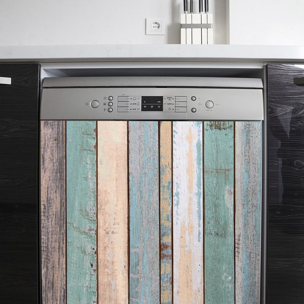 The Scandia Collection - Boathouse Aqua Wood Wash Print Magnetic Dishwasher Cover, Easy DIY For a New Look! FREE SHIPPING!