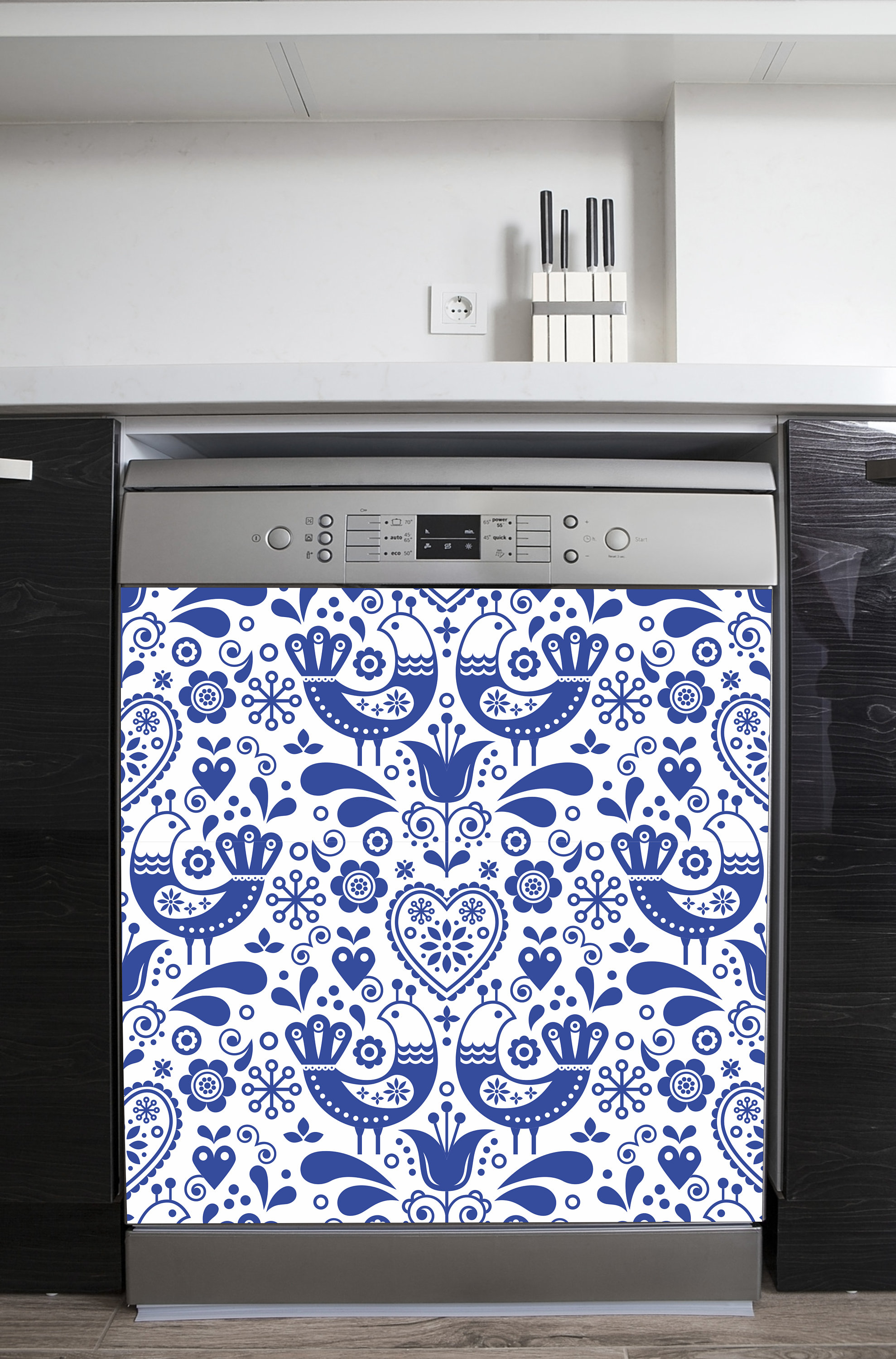 Folk Art Blue Partridge Pattern Magnetic Fridge Skin Part of Our Scandia  Collection FREE SHIPPING 