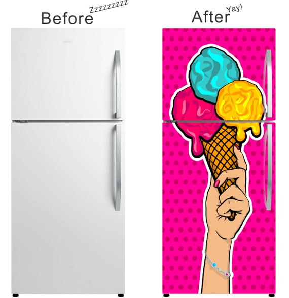 Cover Your Fridge in Retro Awesomeness! Magnetic Refrigerator Skin with a  Cool Retro Comic Ice Cream Theme!