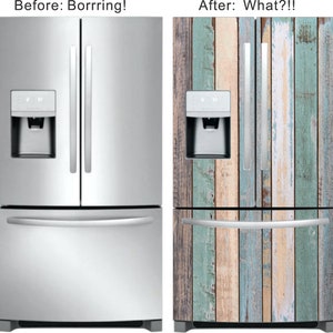 Boathouse Aqua Wood Wash Magnetic Fridge Skin - Part of our Scandia Collection!  Fits almost any refrigerator, trim to fit! FREE SHIPPING!