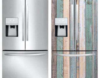 Boathouse Aqua Wood Wash Magnetic Fridge Skin - Part of our Scandia Collection!  Fits almost any refrigerator, trim to fit! FREE SHIPPING!