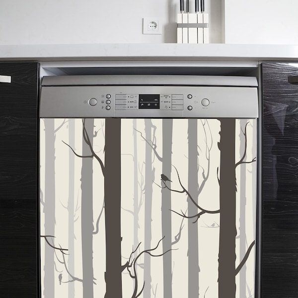 The Scandia Collection - Winter Birch Graphic Print Magnetic Dishwasher Cover, Easy DIY For a New Look! FREE SHIPPING!