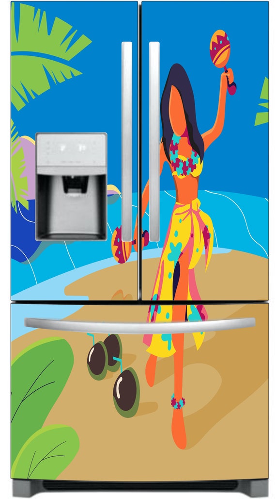 Give Your Fridge Some Tropical Soul Magnetic Fridge Skin Cover in Brilliant  Color, Perfect for That Patio Refrigerator 