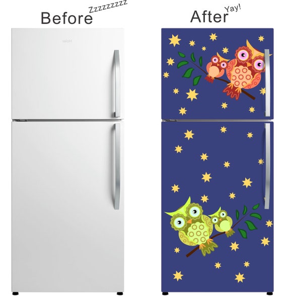 What's the Coolest Trend in Kitchen Renovation Fridge Skins Wise, Colorful  Owls Against a Night Sky Refrigerator Cover 