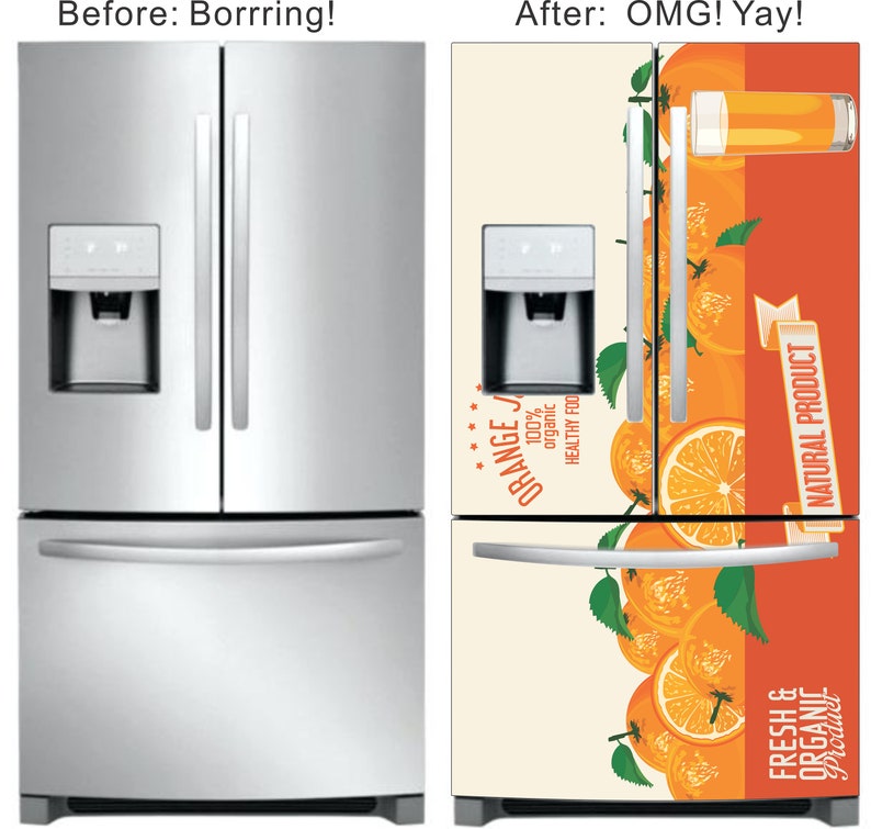 Glorious Orange Refrigerator Skin! Freshly squeezed, vibrant