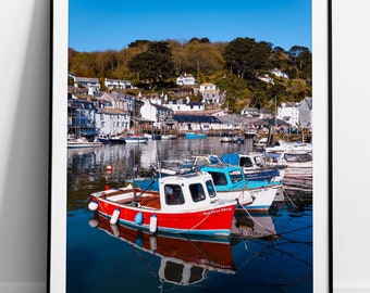 Polperro Harbour Photo Print, Polperro Fishing Boats Print, Travel Print, Nautical Print, Cornwall Fishing, A3 Framed Print, Cornwall Print