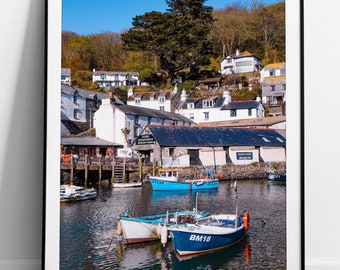 Polperro Harbour Photo Print, Polperro Fishing Boats Print, Travel Print, Nautical Print, Cornwall Fishing, A3 Framed Print, Cornwall Print