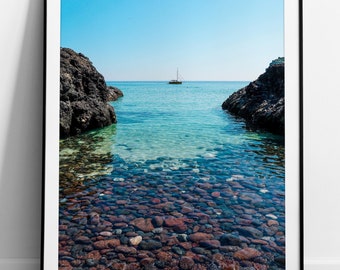 Kynance Cove Print, Nautical Print, Seascape Print, Ocean Print, A3 Framed Print, Cornwall Print, Cornwall Beach, Coastal Print, Yacht, Boat