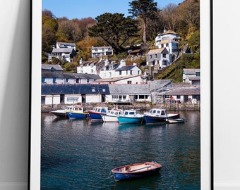 Polperro Harbour Photo Print, Polperro Fishing Boats Print, Travel Print, Nautical Print, Cornwall Fishing, A3 Framed Print, Cornwall Print