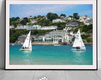 Salcombe Devon Print, Framed Print, A3 Print, Nautical Print, Sailing Boats, Sailboats, Yachting Print, Seascape Print, Ocean, Coastal Print