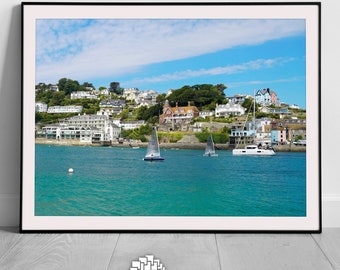 Salcombe Devon Print, Framed Print, A3 Print, Nautical Print, Sailing Boats, Sailboats, Yachting Print, Seascape Print, Ocean, Coastal Print