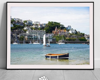 Salcombe Devon Print, Framed Print, A3 Print, Nautical Print, Sailing Boats, Sailboats, Yachting Print, Seascape Print, Ocean, Coastal Print