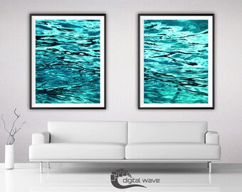 Ocean Print Set of 2, Ocean Waves Print, Ocean Photo, Beach Print, Surf Print, Blue Sea Print, Tropical Print, Water Pattern, Water Texture