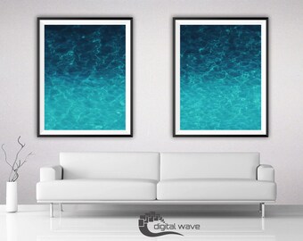Oceaan Print Set van 2, oceaan golven Print, foto van de Oceaan, strand Print, Surf Print, Blue Sea Print, tropische Print, Blue Wave, Water, Aqua