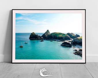 Kynance Cove Print, Kynance Cove Photo, Seascape Print, Ocean Print, Kernow, A3 Framed Print, Cornwall Print, Cornwall Beach, Coastal Print
