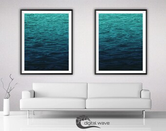 Conjunto de 2 estampas de oceano, estampa de ondas do mar, foto de oceano, estampa de praia, estampa de surf, estampa de mar azul, estampa tropical, padrão de água, textura de água