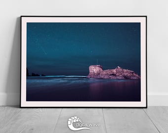 Perranporth Comet Print, Chapel Rock Comet, Tsuchinshan-ATLAS Comet, C/2023 A3 Print, Astrophotography Print, Perranporth Beach Photography