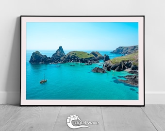 Kynance Cove Print, Kynance Cove Photo, Seascape Print, Ocean Print, Kernow, A3 Framed Print, Cornwall Print, Cornwall Beach, Coastal Print