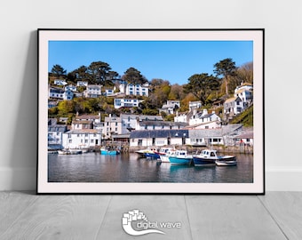 Polperro Harbour Photo Print, Polperro Fishing Boats Print, Travel Print, Nautical Print, Cornwall Fishing, A3 Framed Print, Cornwall Print