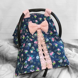 Baby car seat cover, Pink car seat cover, Car seat accessories, Minky car seat cover,Car seat canopy, Blue cover,Pink flowers car seat cover