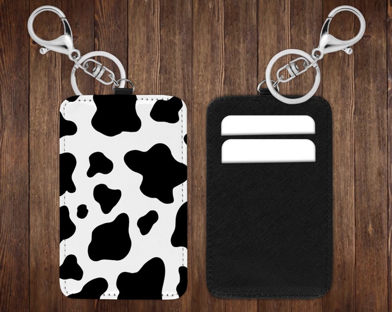 Cow Print Keychain Card Holder Keychain Wallet Western Etsy