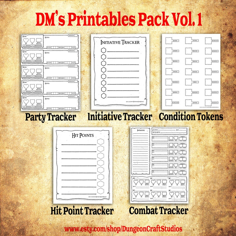 Dungeon Master Printables Pack DM Tools RPG DnD Etsy