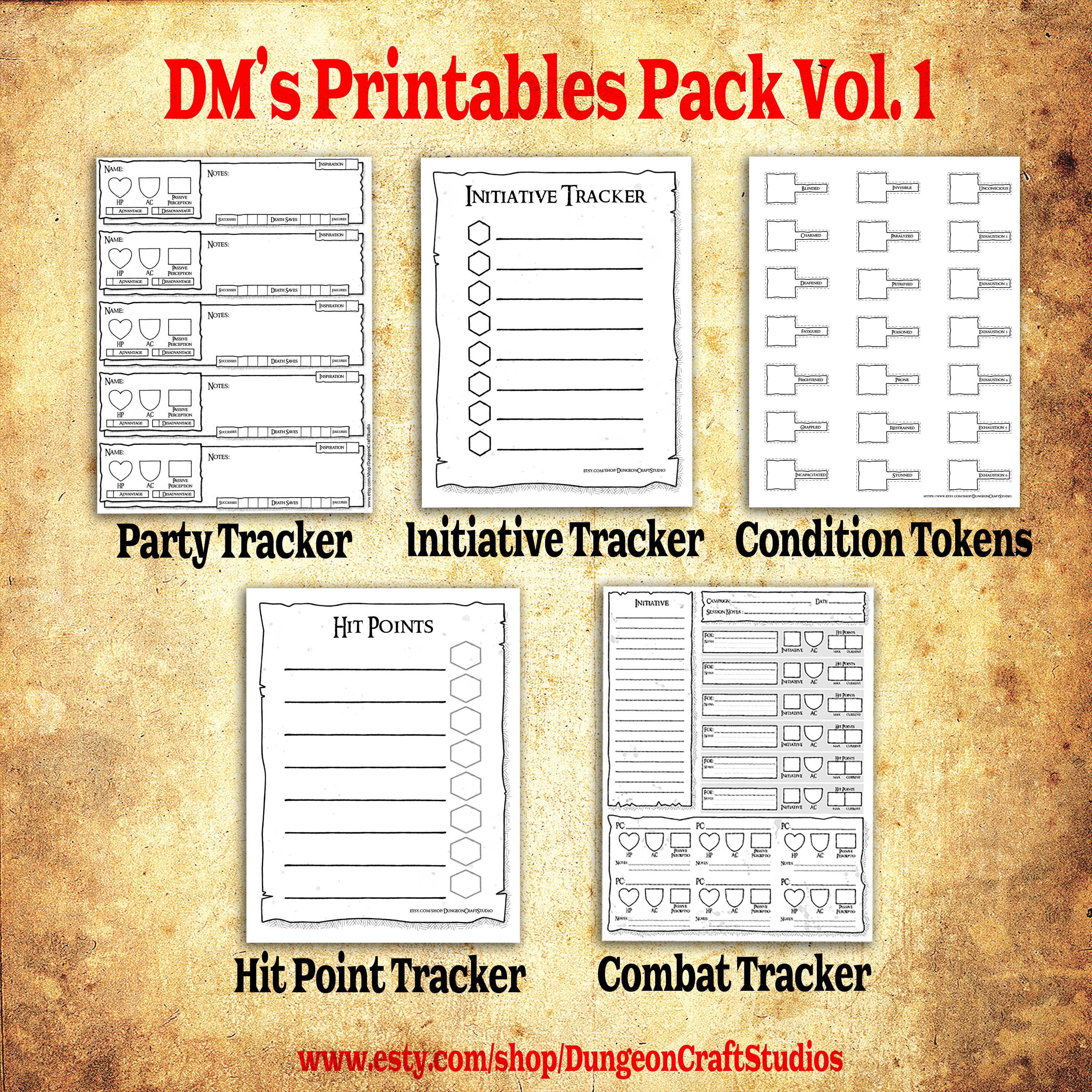 Dungeon Master Printables Pack DM Tools RPG DnD | Etsy